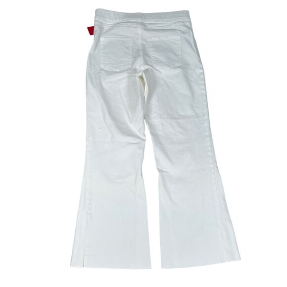 Spanx Cropped Flare Denim Jeans Womens Medium White Stretch Pull On Frayed New - Picture 2 of 12